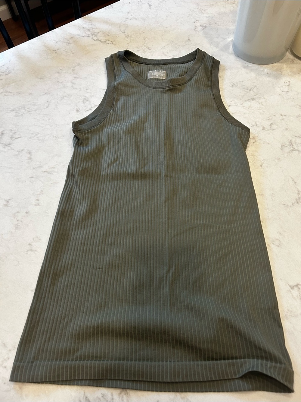 Ribbed Sleeveless Tank in Olive Green